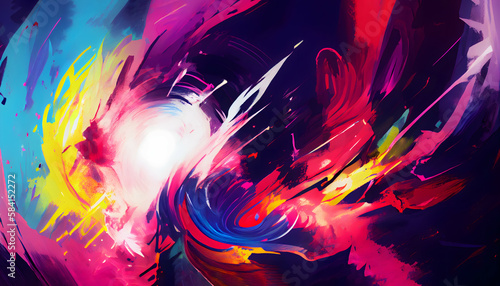 Hand draw digital painting abstract art panorama background colors texture design illustration  Generative AI