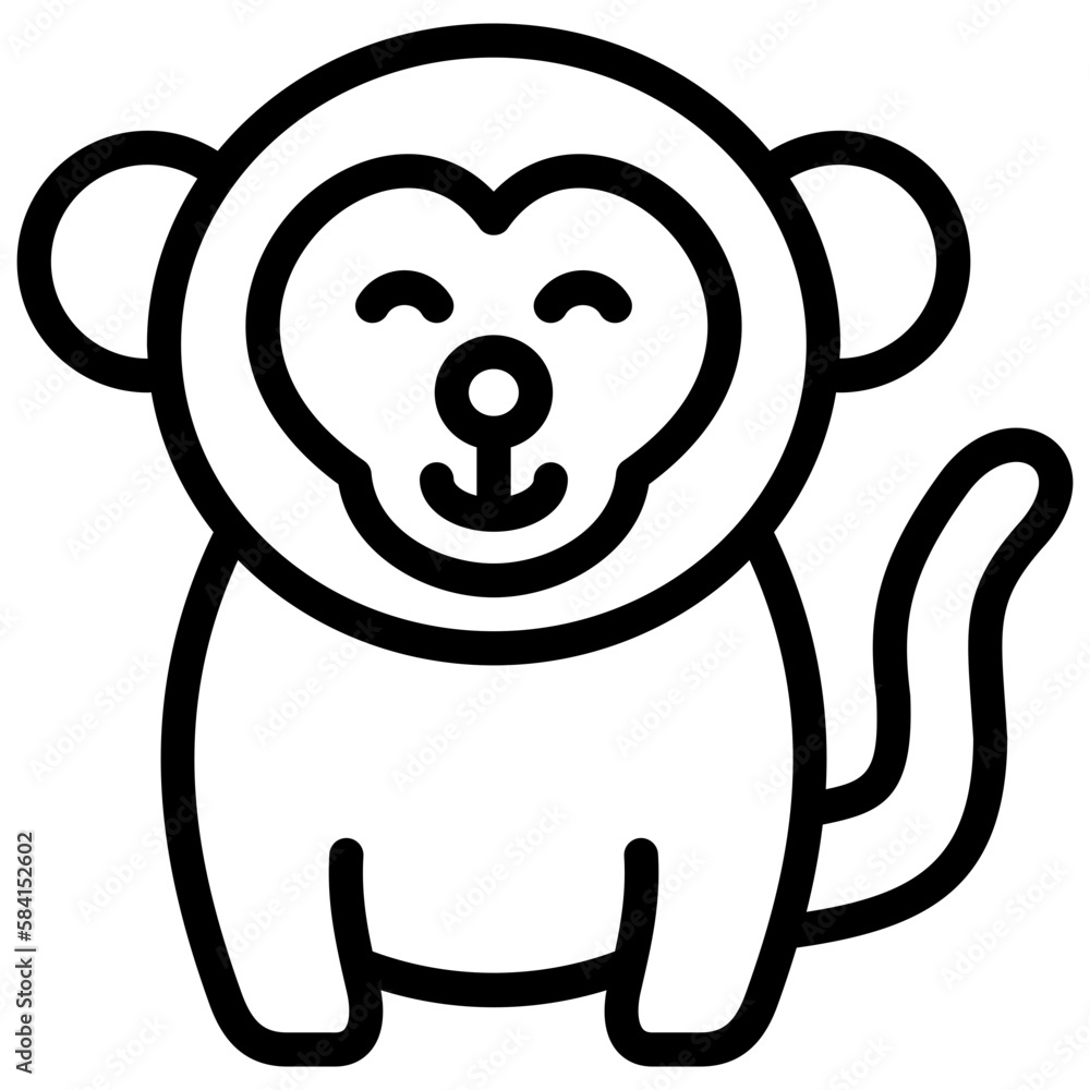 Fototapeta premium monkey ilustration design with outline