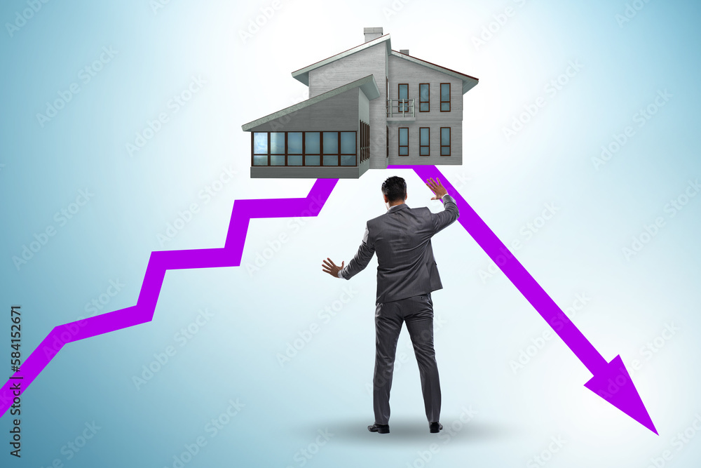 Concept of real estate price bubble bursting Concept of real estate price bubble bursting