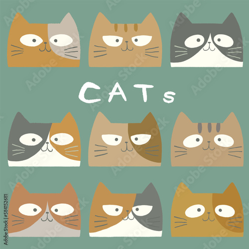 可愛いネコの顔アイコンセット