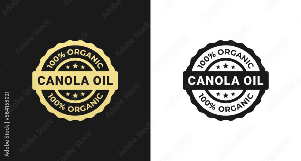 Canola Oil Label or Canola Oil Seals Vector Isolated in Flat Style. Best Canola Oil Label Vector for product design element. Simple Canola Oil Seal Vector for product packaging design element. Canola Oil Label or Canola Oil Seals Vector Isolated in Flat Style. Best Canola Oil Label Vector for product design element. Simple Canola Oil Seal Vector for product packaging design element.