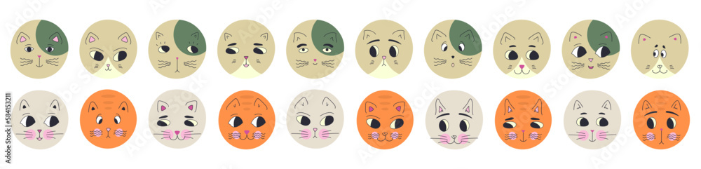 Funny cat face, abstract personage, mascot design, funny face, cute icon. Funny cat face, abstract personage, mascot design, funny face, cute icon.