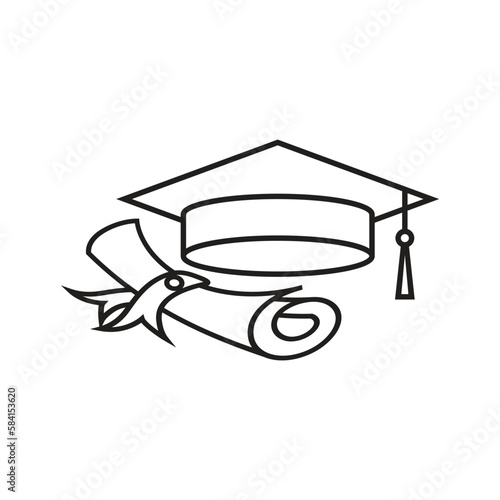 graduation hat logo icon design vector