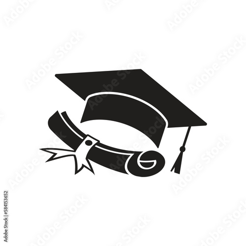 graduation hat logo icon design vector