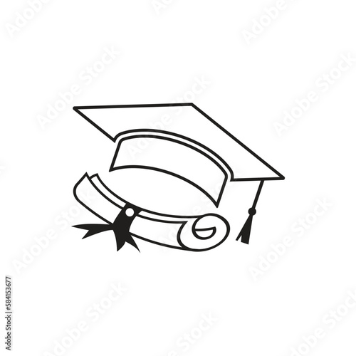 graduation hat logo icon design vector