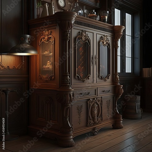 antique furniture interior Generative AI