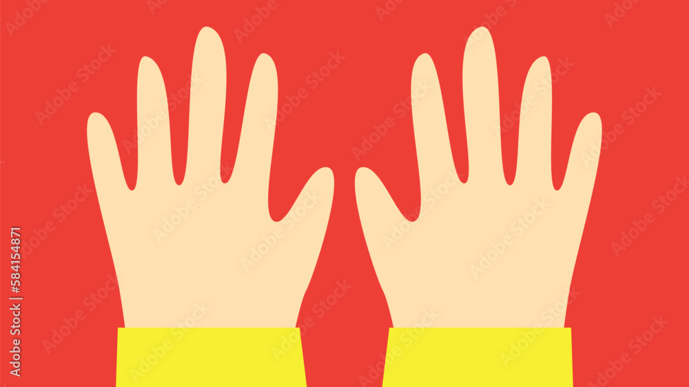 Hands of a man. Vector illustration on a red background. Hands of a man. Vector illustration on a red background.