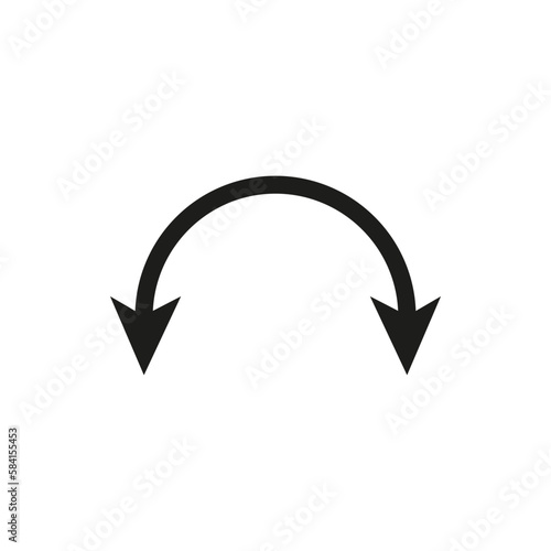 Semicircular curved thin long two sided arrow.  
