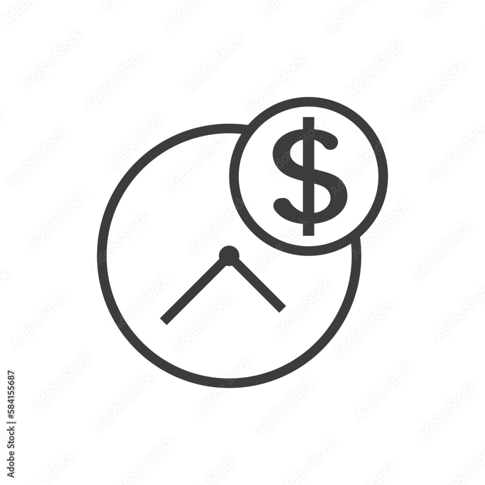 Round wall clock with money symbol. Round wall clock with money symbol.