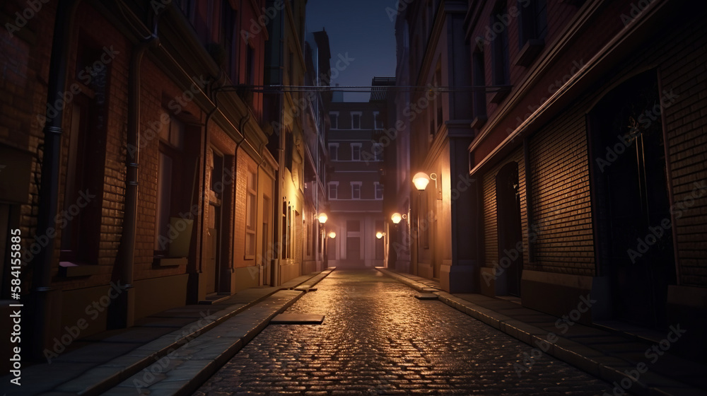 Narrow Street, Generative AI, Illustration Narrow Street, Generative AI, Illustration