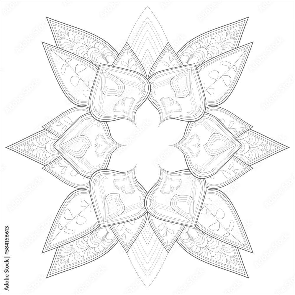 Decorative Doodle flowers in black and white for coloring book, cover or background. Hand drawn sketch for adult anti stress coloring page.-vector Decorative Doodle flowers in black and white for coloring book, cover or background. Hand drawn sketch for adult anti stress coloring page.-vector