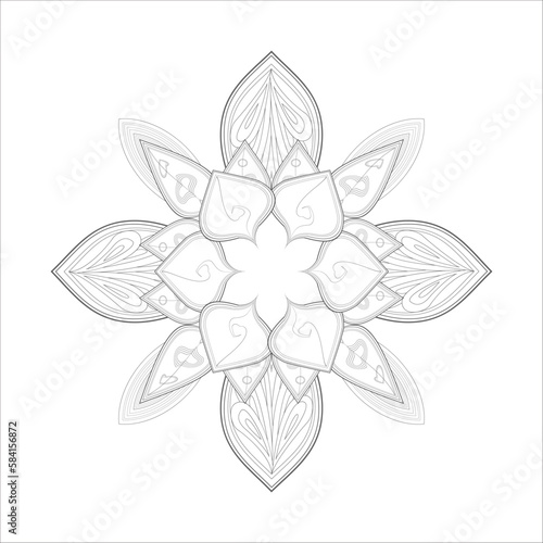 Decorative Doodle flowers in black and white for coloring book  cover or background. Hand drawn sketch for adult anti stress coloring page.-vector