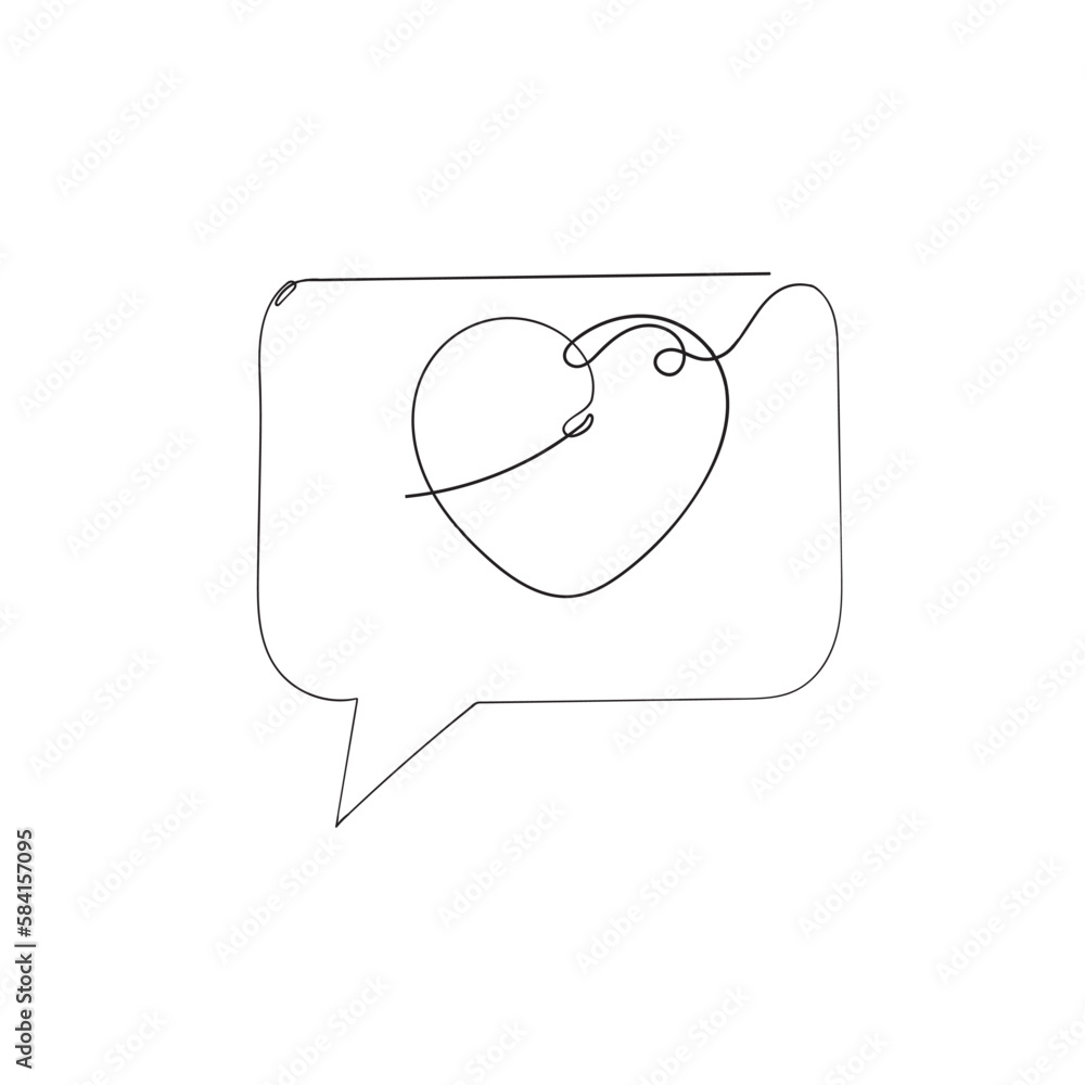 continuous line drawing comment box with love continuous line drawing comment box with love