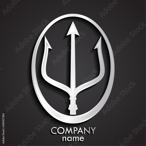 3d silver trident logo