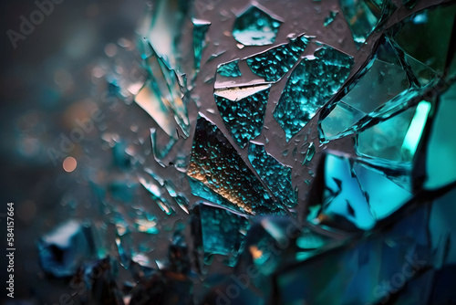 Close-up Macro Broken Glass Texture Background, Generative AI
