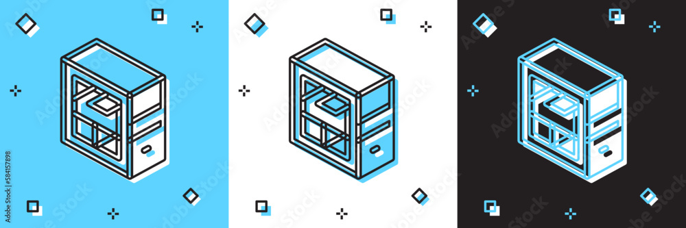 Set Computer icon isolated on blue and white, black background. PC component sign. Vector Set Computer icon isolated on blue and white, black background. PC component sign. Vector