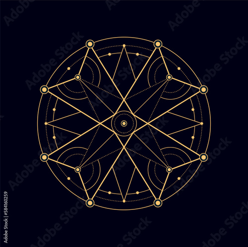 Aztec masonic symbol, bohemian shape tribal alchemy shape. Vector sacred geometry esoteric pentagram, myth and meditation sign