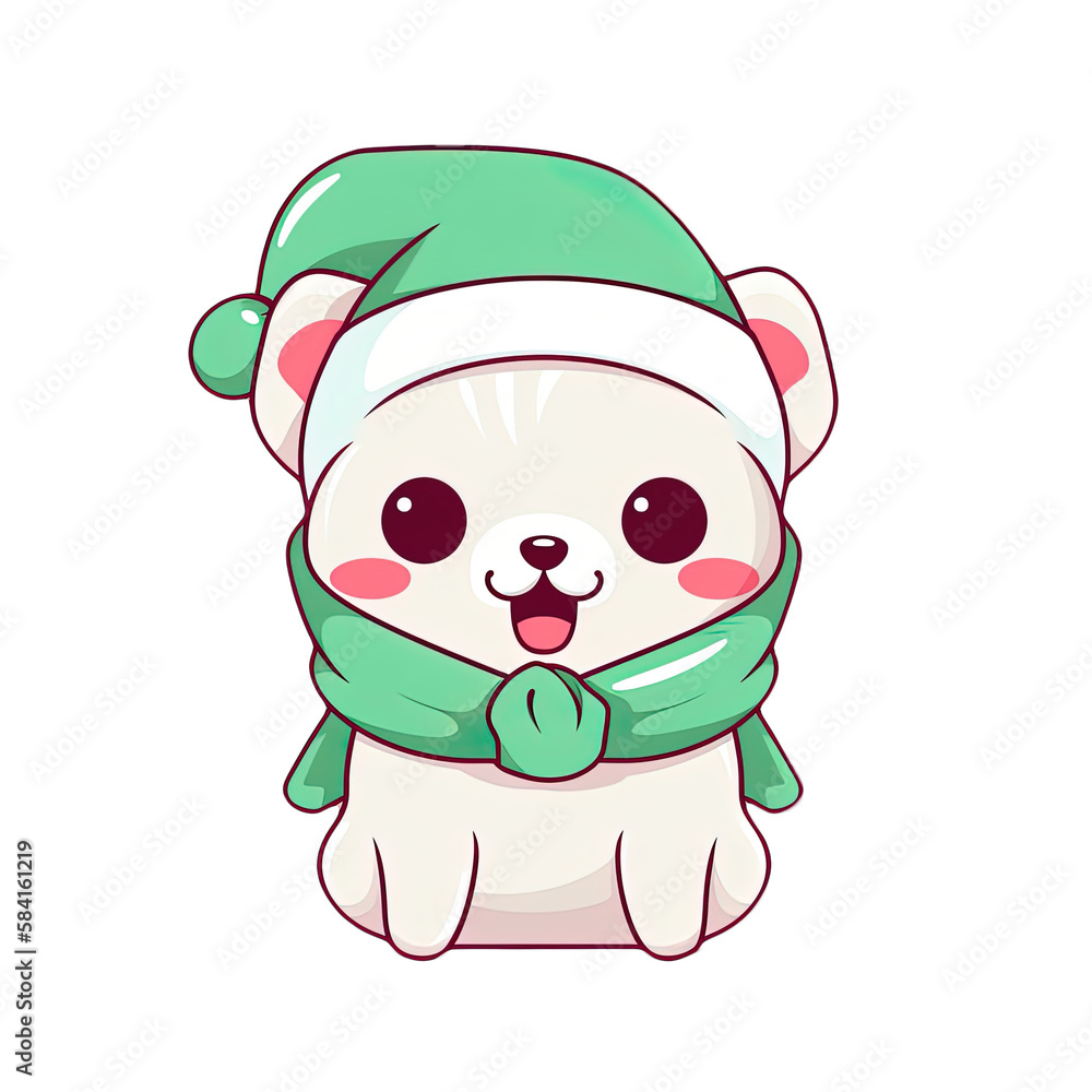Fototapeta premium Cute Dog in christmas costumes Stickers bundle.generative AI