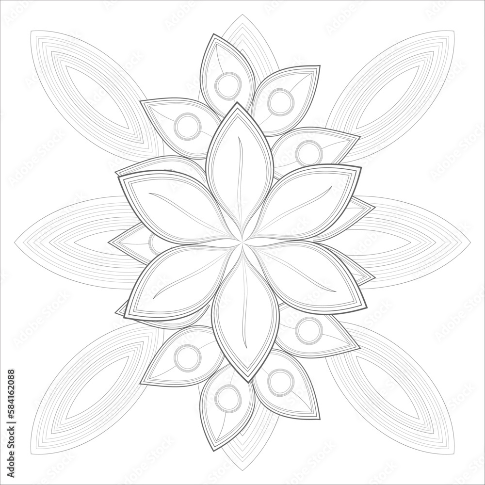 Printable Colouring Page for Adult for Fun and Relaxation. Hand Drawn Sketch for Adult Anti Stress. Decorative Abstract Flowers in Black Isolated on White Background.-vector Printable Colouring Page for Adult for Fun and Relaxation. Hand Drawn Sketch for Adult Anti Stress. Decorative Abstract Flowers in Black Isolated on White Background.-vector
