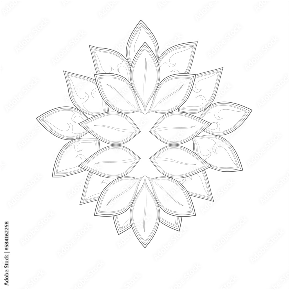 Printable Colouring Page for Adult for Fun and Relaxation. Hand Drawn Sketch for Adult Anti Stress. Decorative Abstract Flowers in Black Isolated on White Background.-vector Printable Colouring Page for Adult for Fun and Relaxation. Hand Drawn Sketch for Adult Anti Stress. Decorative Abstract Flowers in Black Isolated on White Background.-vector