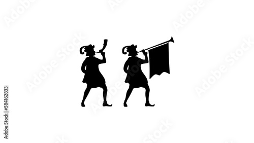 The Herald with a Trumpet, Hand drawn isolated vector silhouette.
