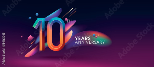 10 years anniversary vector icon, logo. Design element with modern graphic style number