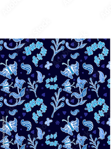 Indonesian batik Decorative floral seamless pattern, fashion background. dyeing applied to whole cloth, or cloth made using this technique originated from Indonesia.