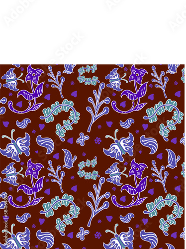 Indonesian batik Decorative floral seamless pattern, fashion background. dyeing applied to whole cloth, or cloth made using this technique originated from Indonesia.