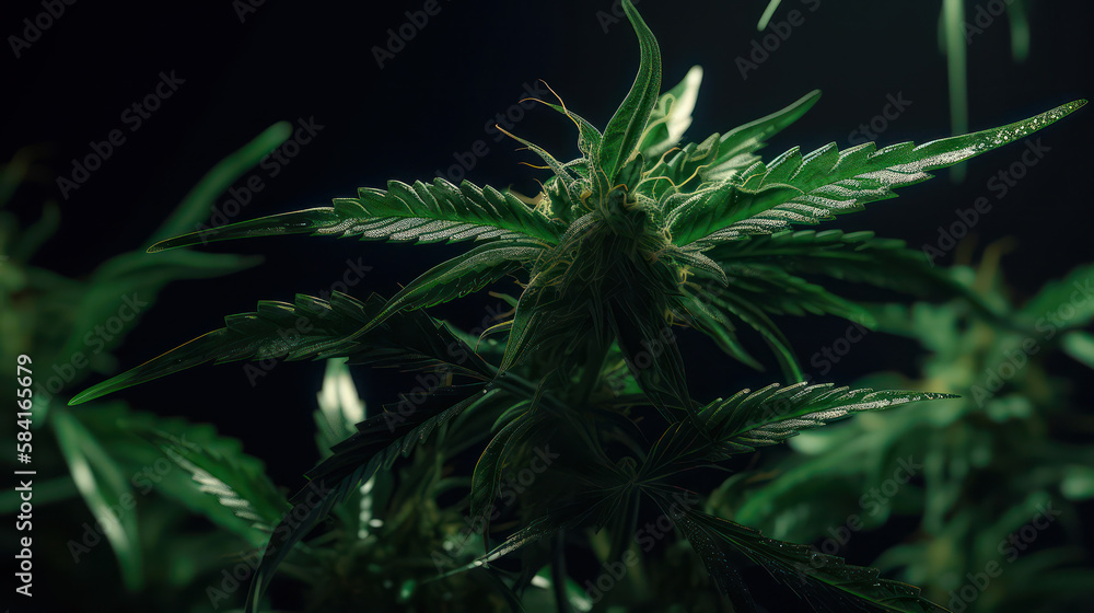 Photo of cannabis plants outdoors (Generative AI) Photo of cannabis plants outdoors (Generative AI)
