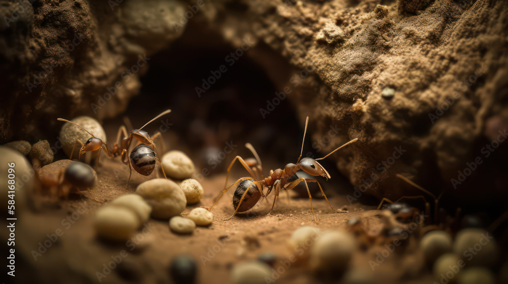 Macro shot in an ant hole Macro shot in an ant hole