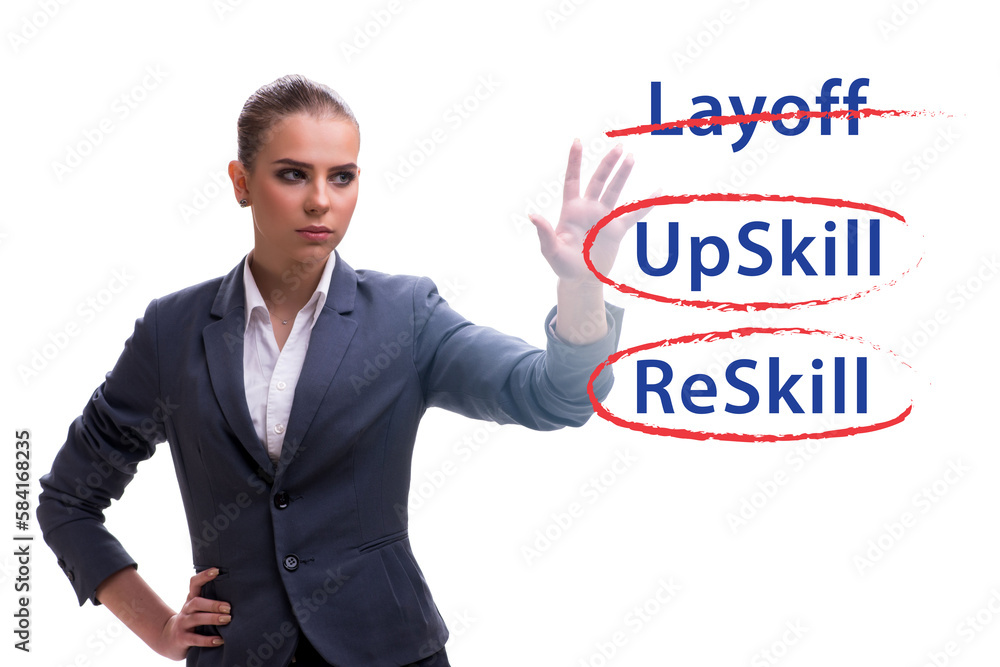 Re-skilling and upskilling in learning concept Re-skilling and upskilling in learning concept