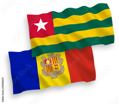 Flags of Togolese Republic and Andorra on a white background