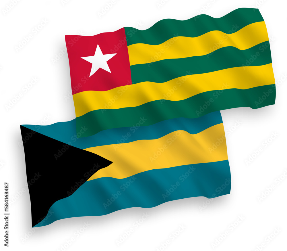 Flags of Togolese Republic and Commonwealth of The Bahamas on a white background Flags of Togolese Republic and Commonwealth of The Bahamas on a white background
