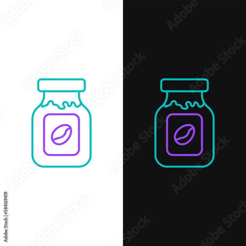 Line Coffee jar bottle icon isolated on white and black background. Colorful outline concept. Vector