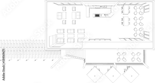 3D illustration of coffee shop