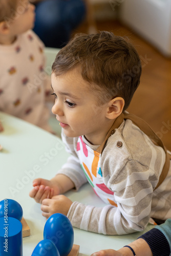Kids playing in montessori kindergarten