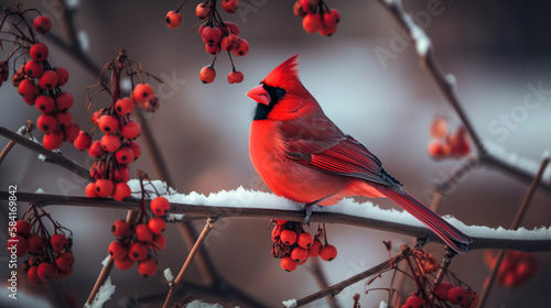 Red Cardinal, Generative AI, Illustration © emir