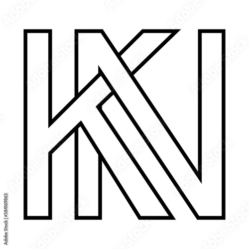 Logo sign kn nk, icon double letters logotype n k
