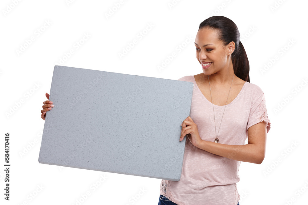 Advertising, board and woman with sign, billboard and poster on an isolated and transparent png background. Marketing, branding mockup and happy model for announcement, news and information Advertising, board and woman with sign, billboard and poster on an isolated and transparent png background. Marketing, branding mockup and happy model for announcement, news and information