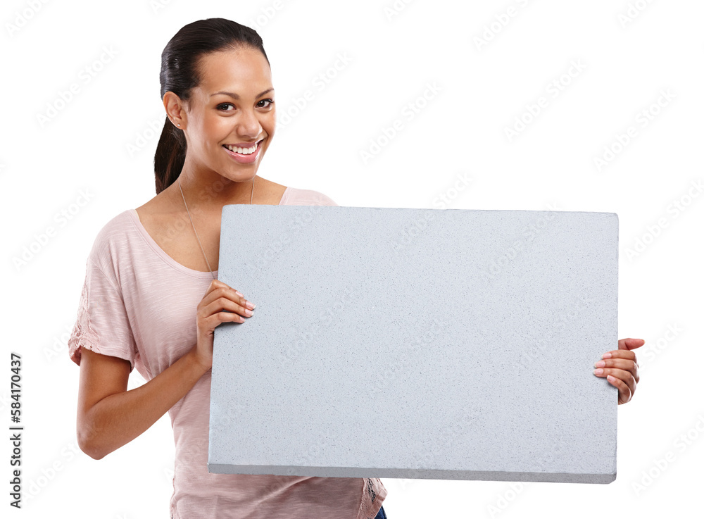 Advertising, board and woman with sign, billboard and poster on an isolated and transparent png background. Marketing, branding mockup and happy model for announcement, news and information Advertising, board and woman with sign, billboard and poster on an isolated and transparent png background. Marketing, branding mockup and happy model for announcement, news and information