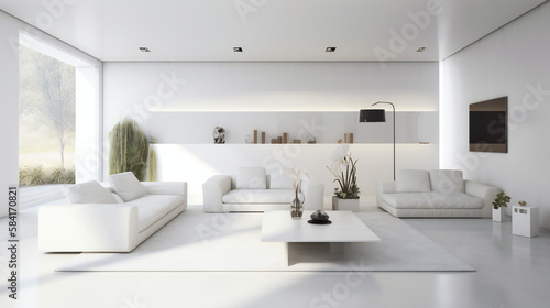Contemporary Living Room Interior, 3D render, 3D illustration