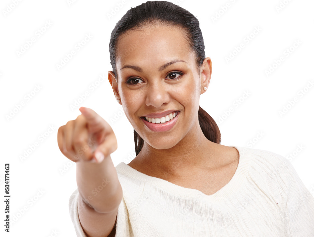 Face, pointing and showing with a woman on an isolated and transparent png background for marketing. Product, brand and advertising with a female on blank space to point at an option or selection Face, pointing and showing with a woman on an isolated and transparent png background for marketing. Product, brand and advertising with a female on blank space to point at an option or selection
