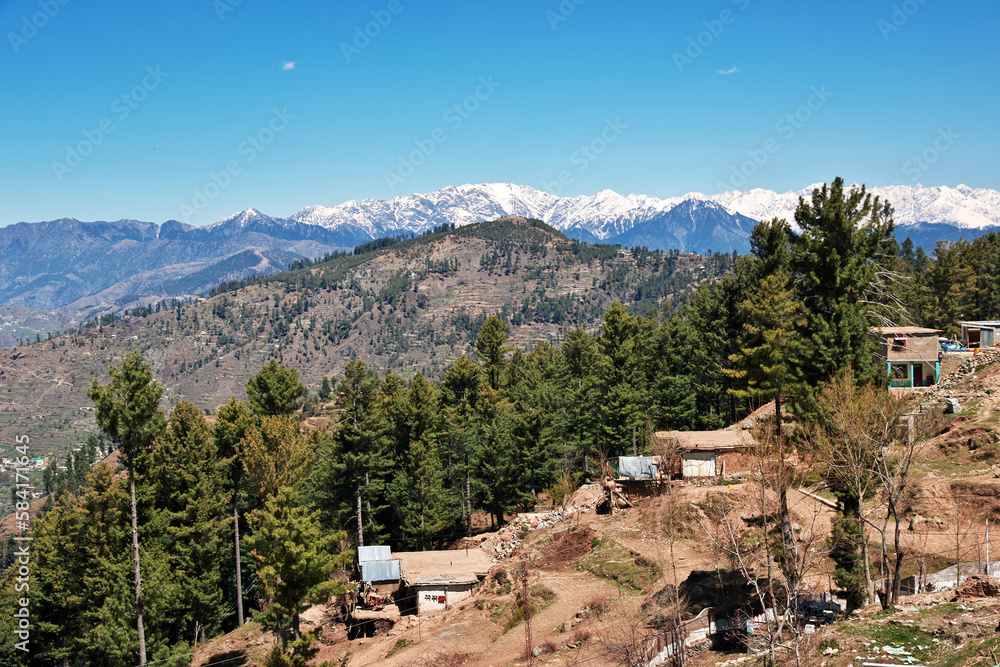 The panoramic view of Himalayas in Malam Jabba close Hindu Kush mountain, Pakistan