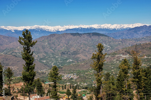 The panoramic view of Himalayas in Malam Jabba close Hindu Kush mountain, Pakistan photo