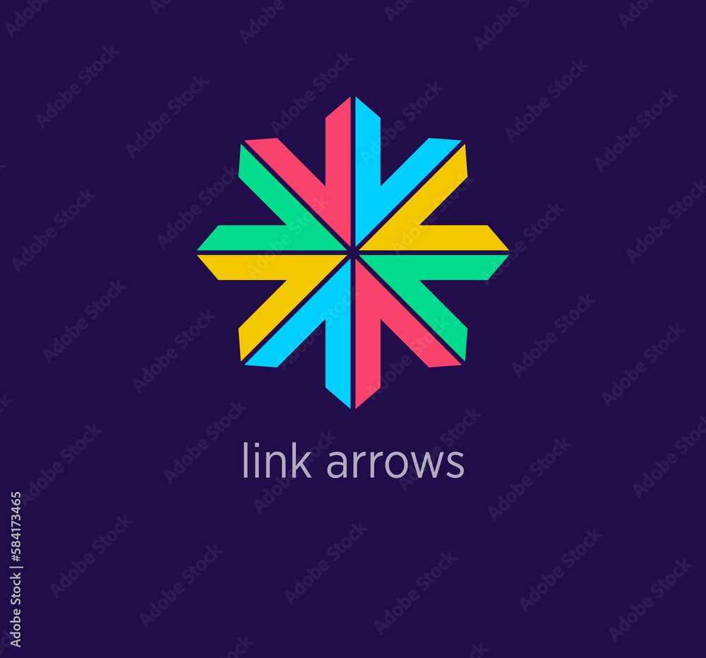 Creative arrow link logo design. Modern design color. Common area human logo template. vector.