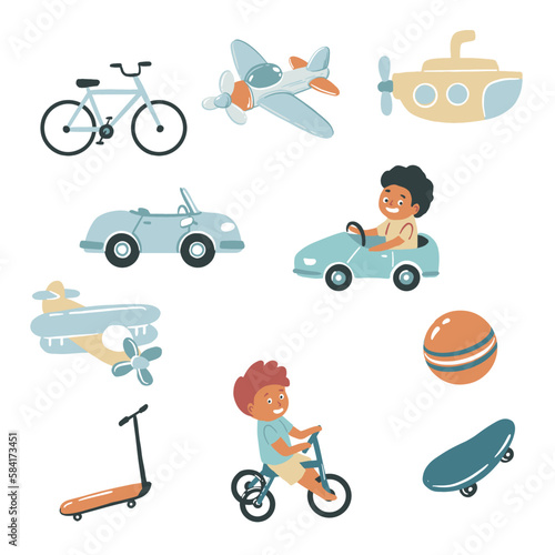 A set of transport icons  vector hand drawn illustrations 