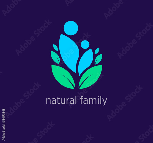 Creative natural family logo design. Modern design color. Organic lifestyle logo template. vector.