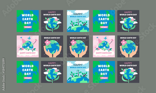 world earth day social media post template vector design