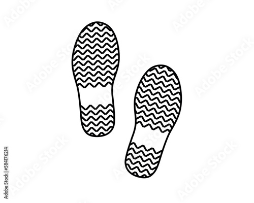 Black sneaker footprints isolated on white background 