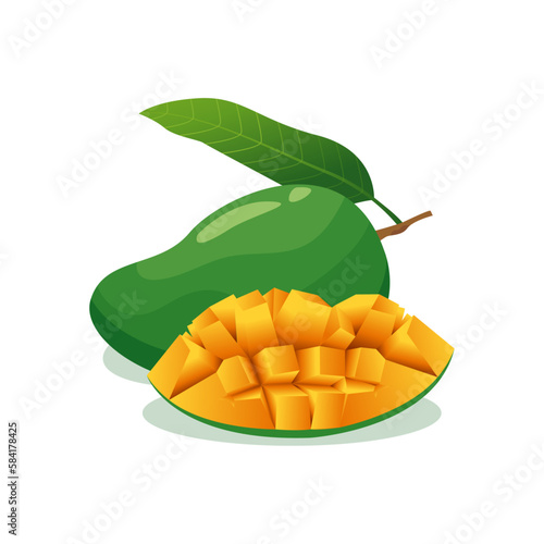 sweet and fresh mango fruit vector © Purnama